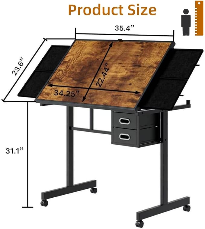 1000 Piece Jigsaw Puzzle Table with Drawers & Legs, Adjustable tilt Angle of 0-75 Degrees, Portable Puzzle Table for Adults, Easy to Move (Black)