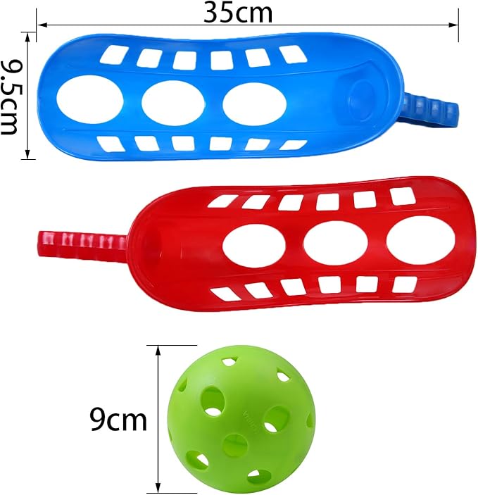 Cooraby Scoop Ball Game Scoop and Ball Toss Set Toss Catch Game Toy Lacrosse Racket Game with Storage Bag, 4 Scoops and 2 Balls