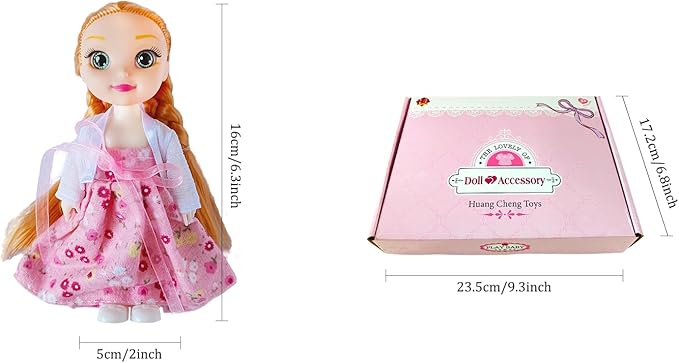6.3" Mini Girl Dolls, Include 10 Sets Handmade Doll Clothes, 5 Sets 6.3" Small Girl Dolls, 5 Pairs of Shoes