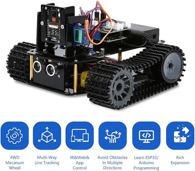 Robotics for Kids Ages 12-16, ACEBOTT Smart Robot Kit with 3MP Camera + Tank Car, STEM Toys Coding Kit Compatible with Arduino & Scratch, App & Remote Control, Gift for Kids & Teens