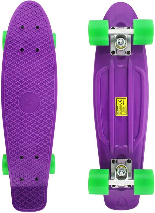 Skateboards Complete 22 Inch Mini Cruiser Retro Skateboard for Kids Boys Youths Beginners