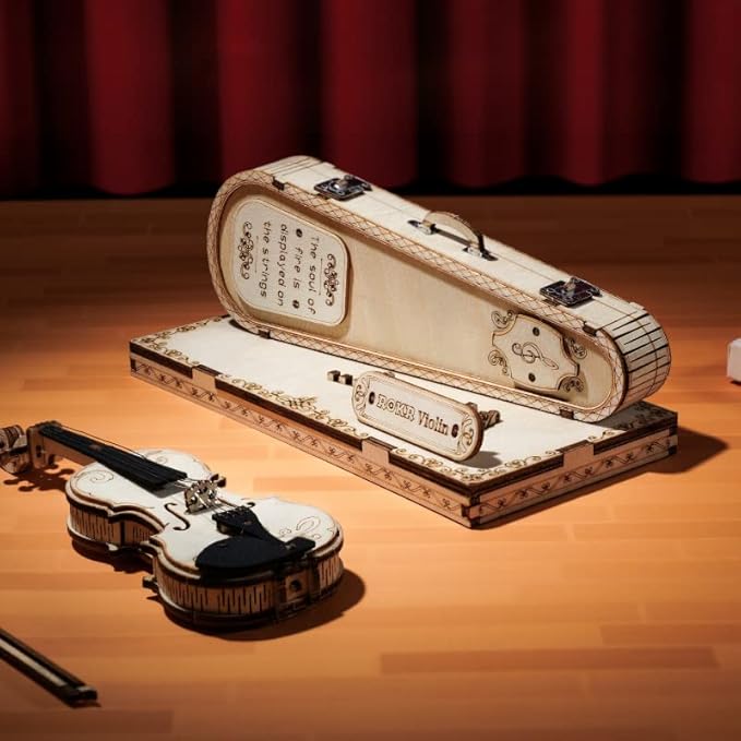 ROKR Wooden 3D Puzzles for Adults Violin, Musical Instrument Model Kit 3D Puzzles for Teens and Kids to Build, Desk Decor/DIY Hobbies/Gifts for Family and Friends (Violin)