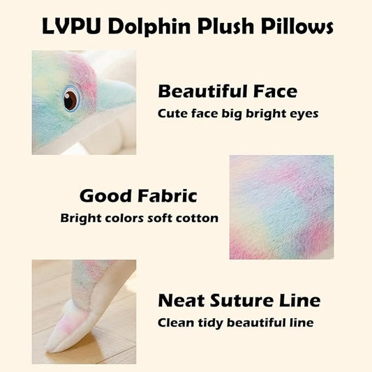 Dolphin Stuffed Animals Plush Pillows Soft Sea Animal Plush Toys Dolls Stuffed Animal Plushies Gifts for Kids (Purple Orchid-19.2 Inches)