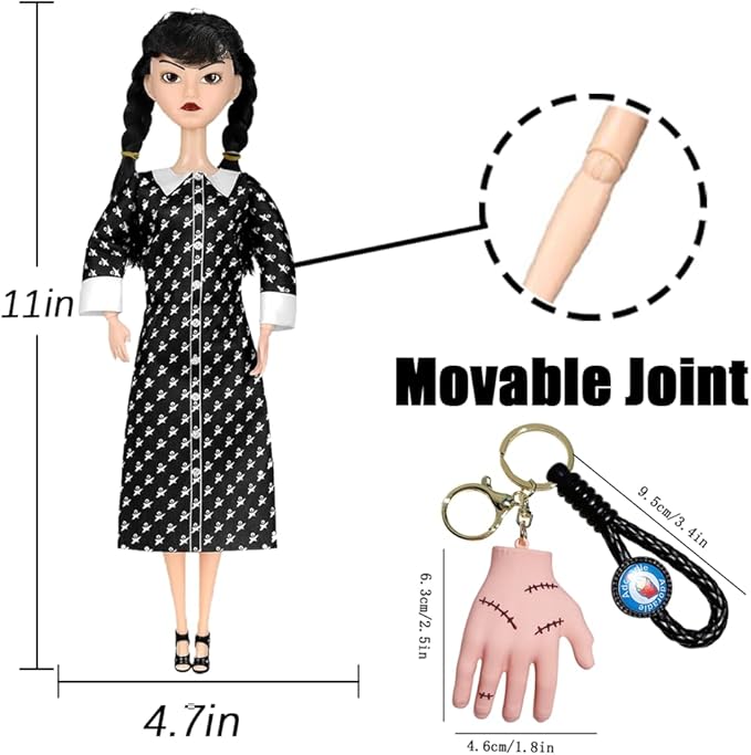 11.5'' Adams Doll with Gift Box, High Heels, Black Dress, and Hair, Perfect Christmas and Birthdays Toy Gift for Girls & Fans(B2)