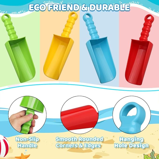 Dilabnba Big 9 inch Beach Sand Shovels Toys for Kids Adults, 9'' Solid Sand Scoop Spade for Toddlers Baby, Heavy Duty Toddler Garden Tools Sandbox Kit for Gardening Shoveling Digging Summer Fun(4PCS)