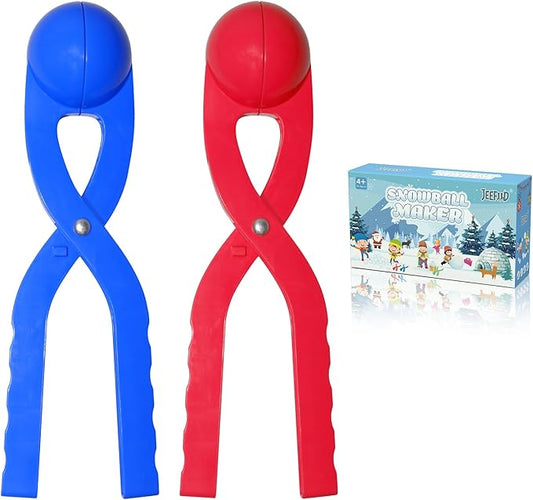 Snow Ball Maker for Kids Large Size Snowball Maker Mold Snow Toys for Toddlers 4-5 Winter Outdoor Indoor Snowball Fight Set - Toys for 4-12 Year Old Boys Girls (Set of 2,Red&Blue)
