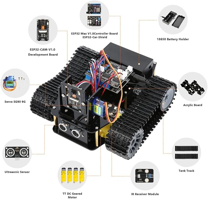 Robotics for Kids Ages 12-16, ACEBOTT Smart Robot Kit with 3MP Camera + Tank Car, STEM Toys Coding Kit Compatible with Arduino & Scratch, App & Remote Control, Gift for Kids & Teens