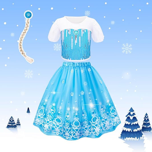 Meland Princess Dress Up - Princess Dresses for Girls with Princess Toys, Dress Up Clothes for Little Girls Pretend Play