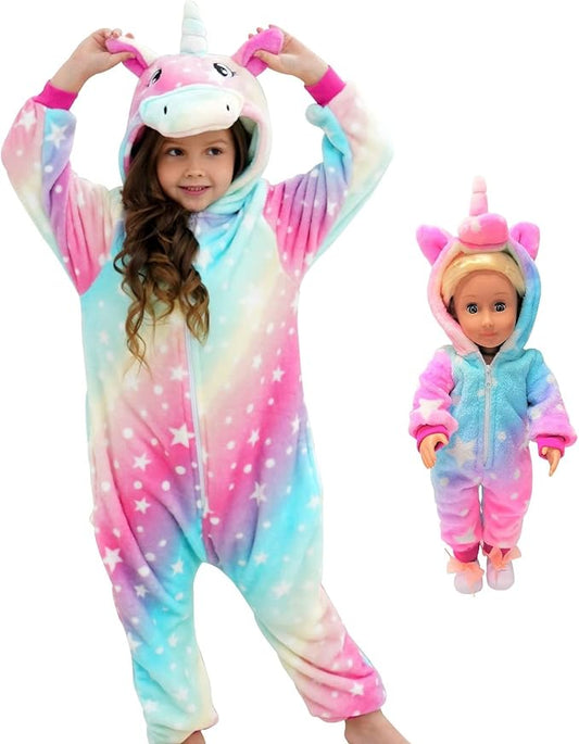 Unicorn Hooded Onesie Girls Halloween One Piece Kids Costume