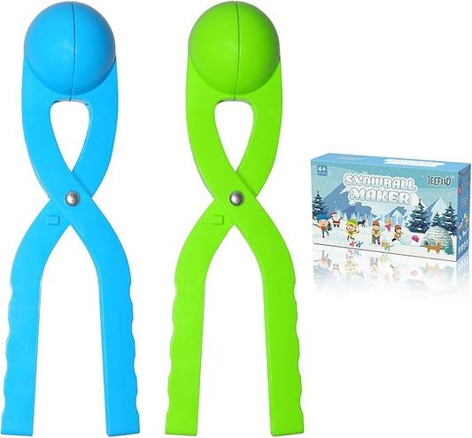 Snow Toys, Snowball Maker Snow Ball Shaper Molds for Kids Snow Ball Fights Tool Winter Toys 2 Pack Snowball Clip Snow Outoor Activities Games for Kids Ages 4+(Set of 2,Green,&Ocean Blue)