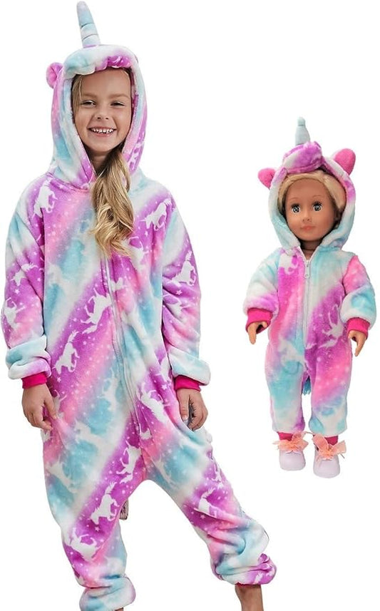 Unicorn Hooded Onesie Girls Halloween One Piece Kids Costume