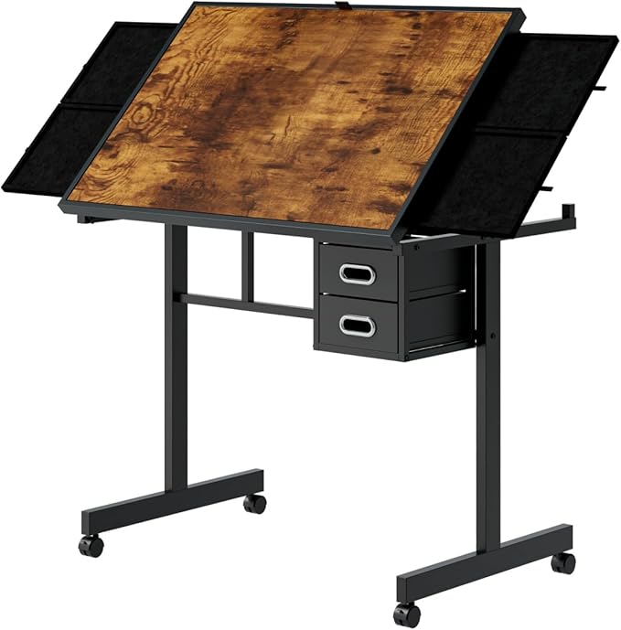 1000 Piece Jigsaw Puzzle Table with Drawers & Legs, Adjustable tilt Angle of 0-75 Degrees, Portable Puzzle Table for Adults, Easy to Move (Black)