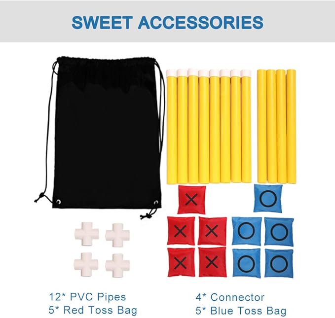 OTTARO Giant Tic Tac Toe Game Outdoor Indoor for Family, Outdoor Bean Bag Toss Game for Adults and Kids(3ft x 3ft)