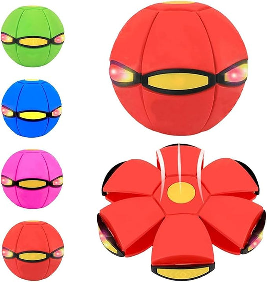 Magic Ball, Magic Bouncing Metaball, Dual Form Freely Switchable Magic Ball Toy with 6 Light, Parent-Child Interaction (Red)