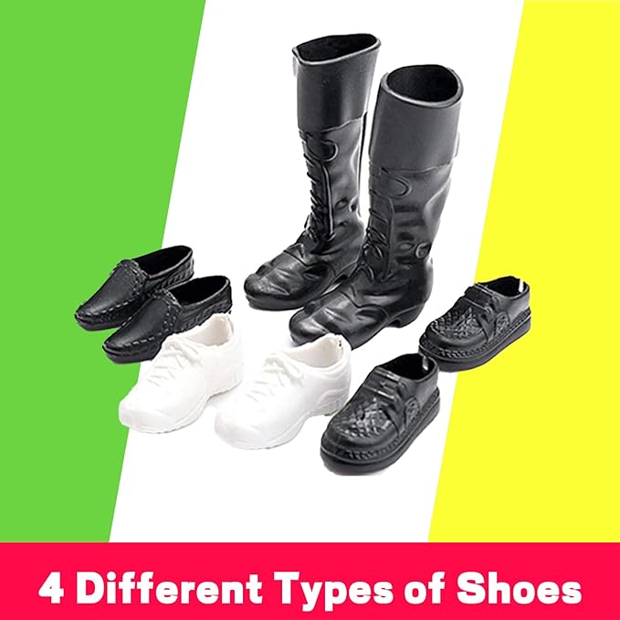 EuTengHao 25Pcs Doll Clothes and Accessories for 12 Inch Boy Dolls Includes 16 Different Wear Clothes Shirt Jeans Pants Shoes for 12'' Boyfriend Doll with Dog,2 Tennis Racket,Violin and Surfboard