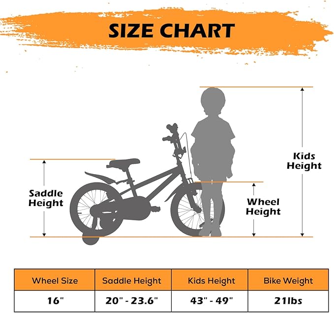 WEIZE Kids Bikes,16 20 Inch Boy's Bike for Kids,BMX Style Bicycle for Boys Girls Ages 4-12 Years Old,Kids Bicycle with Adjustable Seat,Training Wheels,Front and Rear Fender,Multiple Color Options