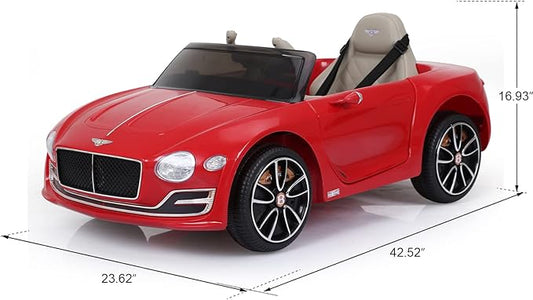 SEHOMY 12V 2 Speeds Electric Kids Ride Car Bentley Style Motorized Vehicles with Remote Control and 1 Seat, Battery Powered, LED Lights, MP3, Music, Horn, TF Card, USB Port Red