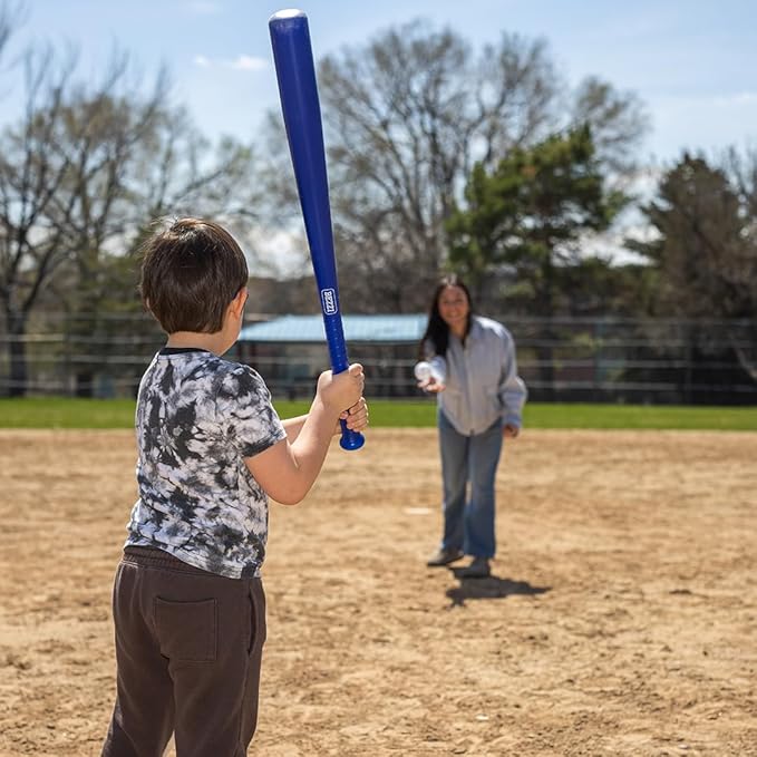 Plymouth Sports Toy Ball and Bat Set for Adults and Kids | Durable Plastic Bat and Ball for Backyard Games and Training