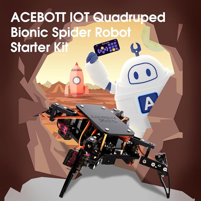 ACEBOTT Science Kits Spider Robot Building Kit STEM Crawling Robot Gifts for Kids Boys Ages 8-12 Girls, Scientific Coding Robotic Technic Creative DIY Toys for Birthday