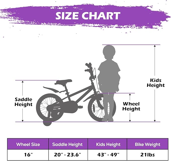 WEIZE Kids Bikes,16 20 Inch Boy's Bike for Kids,BMX Style Bicycle for Boys Girls Ages 4-12 Years Old,Kids Bicycle with Adjustable Seat,Training Wheels,Front and Rear Fender,Multiple Color Options