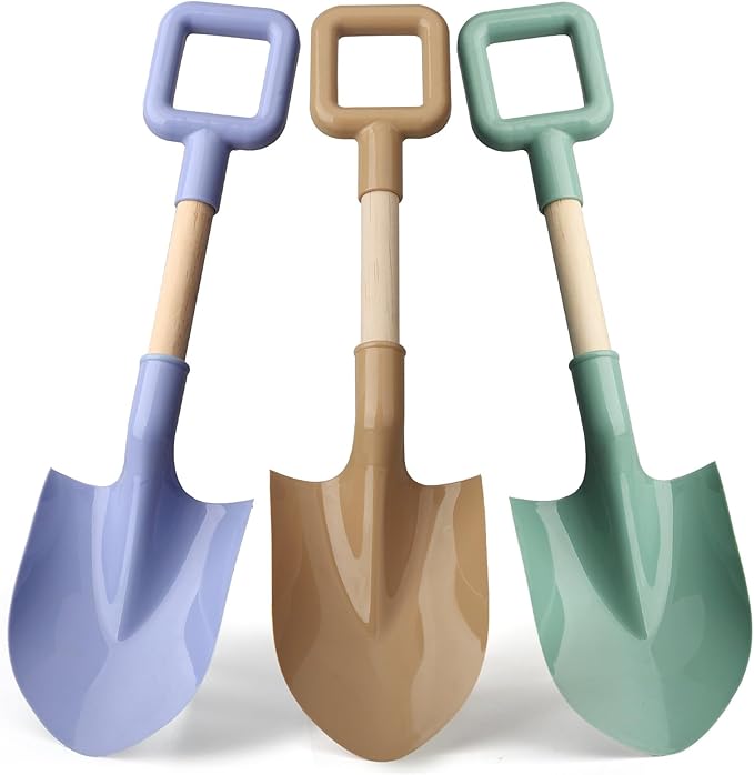 16" Wood Beach Sand Shovel Toys for Kids Adults, Heavy Duty Beach Toys Shovels for Sandbox Table, Sand Toy Shovel for Shoveling, Digging, Garden Fun