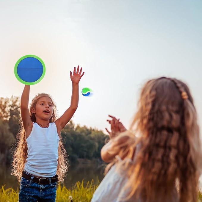 EVERICH Upgraded Toss and Catch Ball Game Set, Outdoor Games for Family Outdoor Toys Yard Games, Beach Pool Toys for Adults Family with 4 Paddles 4 Balls, Great Gifts Idea