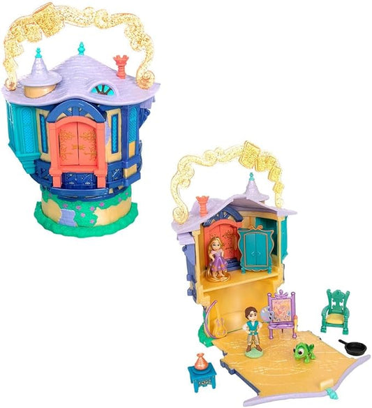 Disney Store Official Princess Micro Toy Set – Tangled – Set Includes Micro Figures of Rapunzel, Flynn, Pascal, & her Tower – Portable Playset with Handle – Perfect for Fans of Disney Princesses