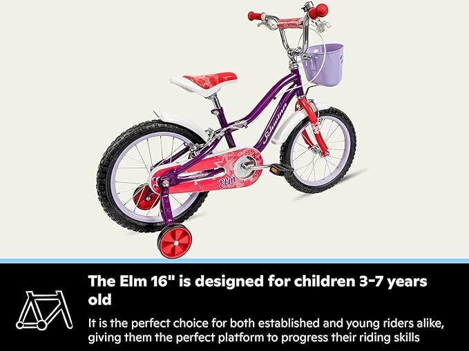 Schwinn Elm and Koen Bike or Balance Bike, 12-18 Inch Bike for Kids Ages 2-13, Black, Blue, Red, Teal, Pink or Purple, SmartStart Ergonomic Design, Adjustable Seat Grows with Child, Training Bicycle