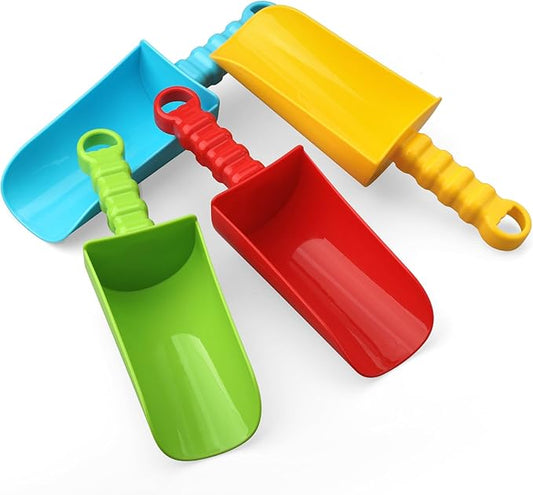 Dilabnba Big 9 inch Beach Sand Shovels Toys for Kids Adults, 9'' Solid Sand Scoop Spade for Toddlers Baby, Heavy Duty Toddler Garden Tools Sandbox Kit for Gardening Shoveling Digging Summer Fun(4PCS)