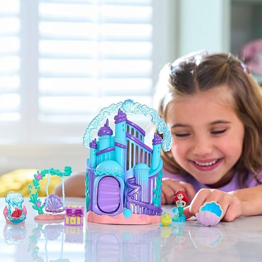 Disney Store Official Princess Micro Toy Set – The Little Mermaid – Set Includes Micro Figures of Ariel, Flounder, Sebastian, & her Palace – Portable Playset – Perfect for Fans of Disney Princesses