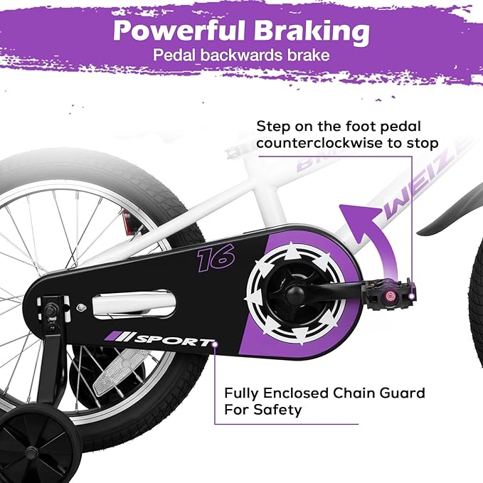 WEIZE Kids Bikes,16 20 Inch Boy's Bike for Kids,BMX Style Bicycle for Boys Girls Ages 4-12 Years Old,Kids Bicycle with Adjustable Seat,Training Wheels,Front and Rear Fender,Multiple Color Options