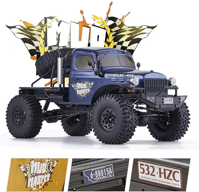 BEEZRC RocHobby 1/10 Scale Atlas 4WD 2.4GHz RC Crawler Offroad Truck Hobby Grade Remote Control Car with Vehicle Transmitter for Adults (Blue)