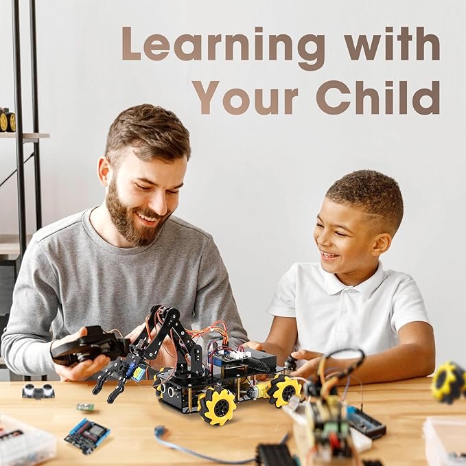 Robotics for Kids Ages 8-12, ACEBOTT Smart Robot Arm Car Kit with 5DOF, STEM Toys for Boys Age 8-12, ESP32 Arduino/Python Coding, App & Remote Control, STEM Gift for Teens & Adults