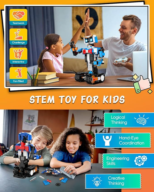 aukfa STEM Robot Toys Building Kits, Building Toys for Boys Age 8-12, App & Remote Control Blocks Engineering Science Learning Educational Coding DIY Stem Projects Robot Gifts for Boys & Girls