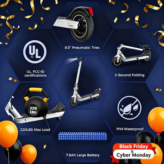 Electric Scooters - Electric Scooter for Kids, 500W/1000W/1500W Motor, 18/25/28 MPH Top Speed, 8.5'' /9.3'' /10'' Tires, 21/28 Miles Long Range, Portable E Scooter for Adults and Teens