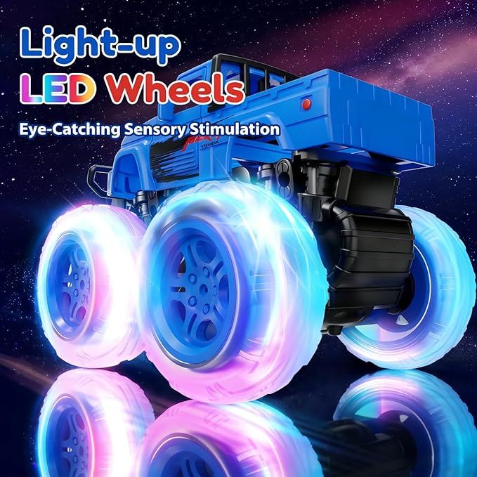 SEPHIX Monster Truck Toys for Toddler Boys Gift:2 Pack Trucks for Boys Age 2-4, Light-Up Wheels Monster Trucks for Kids Ages 4-8,Pull Back Cars for 3+ Year Old Girls,Birthday Gifts for 3 Year Old Boy