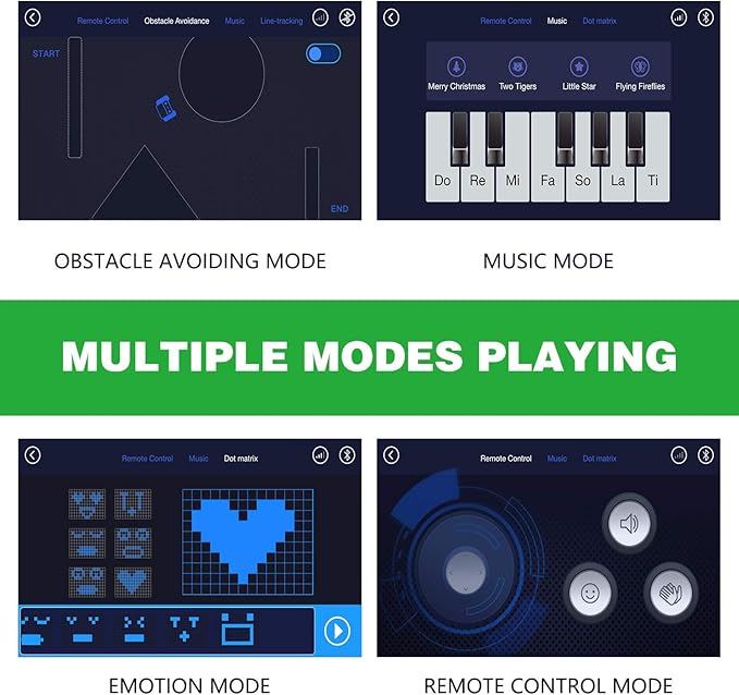 Robobloq Qoopers 6 in 1 Programming Robot Building Kit with Remote Control, LED Martrix, Ultrasonic Sensor etc. for Scratch Arduino Python Learning, Coding Toy for Kids
