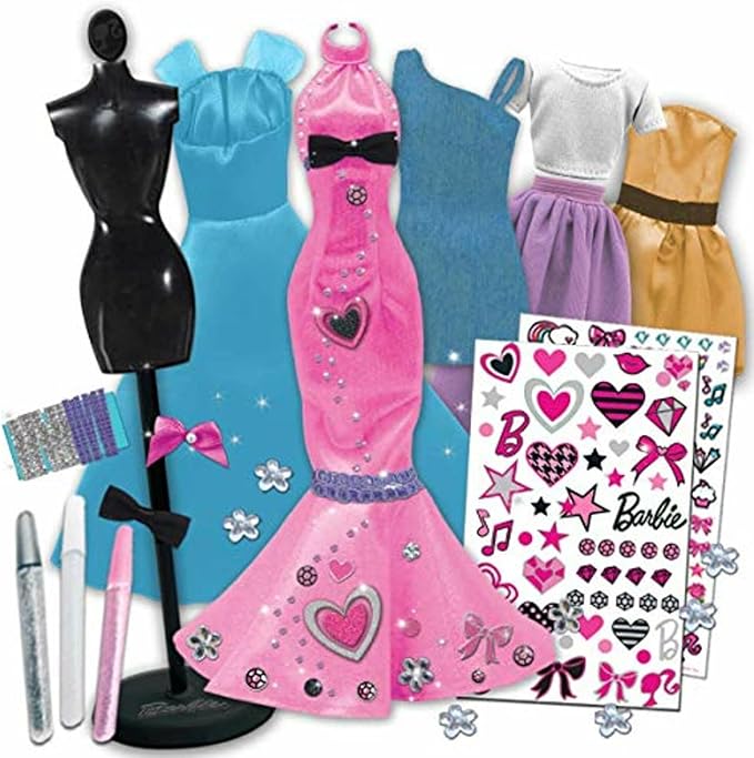 Tara Toys Barbie Be a Real Fashion Designer Classic Set DIY Doll Clothing Kit for Girls with Fabric, Ribbons, Stickers & Sketchbook Creative Fashion Toy for Ages 6+