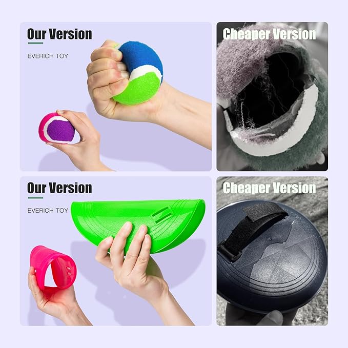 EVERICH Upgraded Toss and Catch Ball Game Set - Indoor and Outdoor Games for Kids 3-12, Beach Sand Pool Water Toy Includes 4 Paddles 4 Sticky Balls, Great Birthday Easter Gifts for Boys Girls