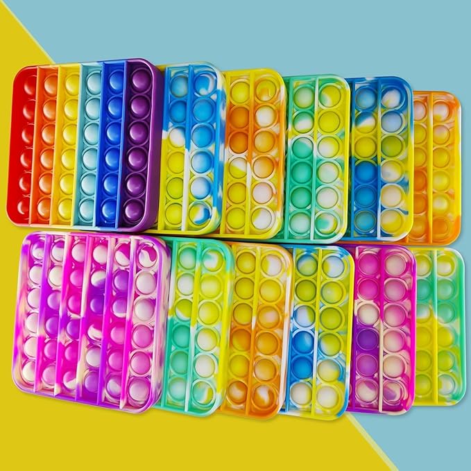 24 Pcs Pop Bubble Fidget Toys for Party Favors, Stress Relief Pressure Relieving Toys for Kids, Pop Bulk Toddler Toy for Birthday Christmas Valentine Gifts and Classroom Prizes