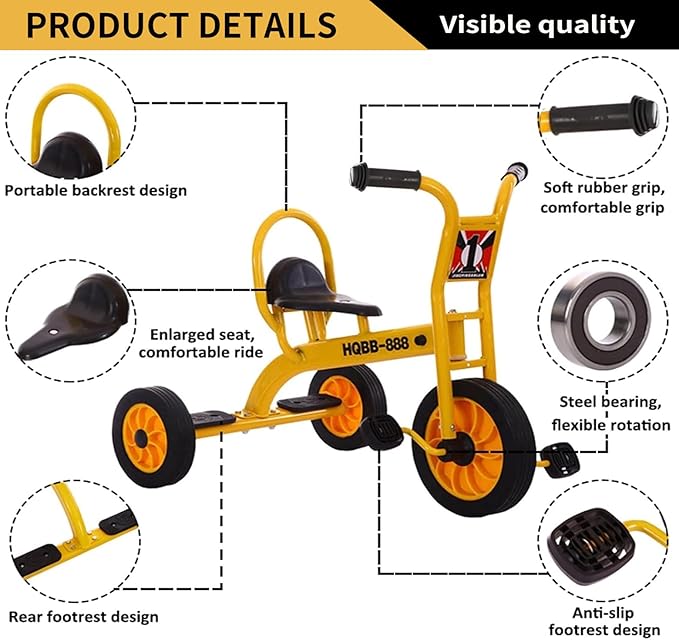 Kids Tricycle for Preschool Playground, Daycare Toddler Trike, Toddler Bikes for Riders Ages 2+, Outdoor Playground Equipment Tricycles