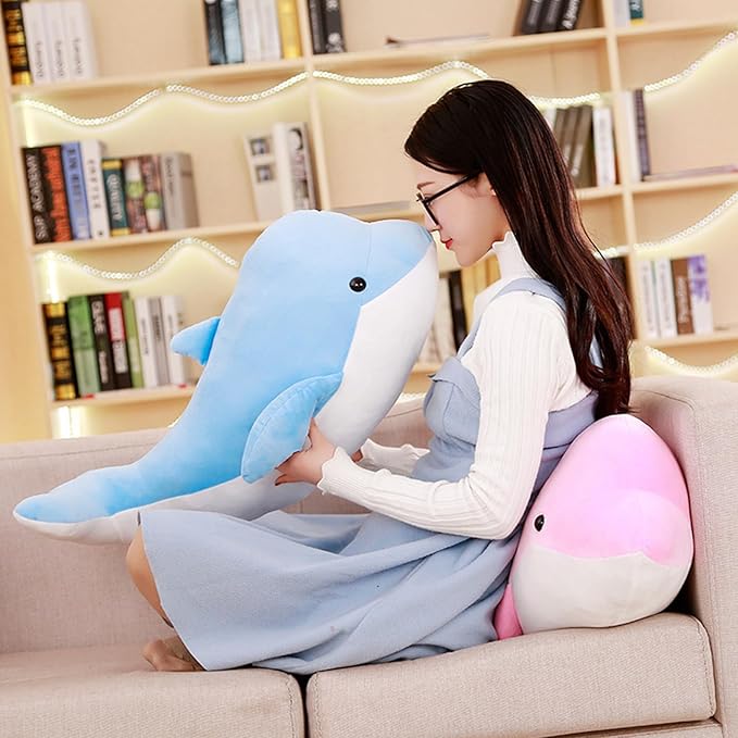Dolphin Stuffed Animals Plush Pillows Soft Sea Animal Plush Toys Dolls Stuffed Animal Plushies Gifts for Kids (Sky Blue-19.2Inch)