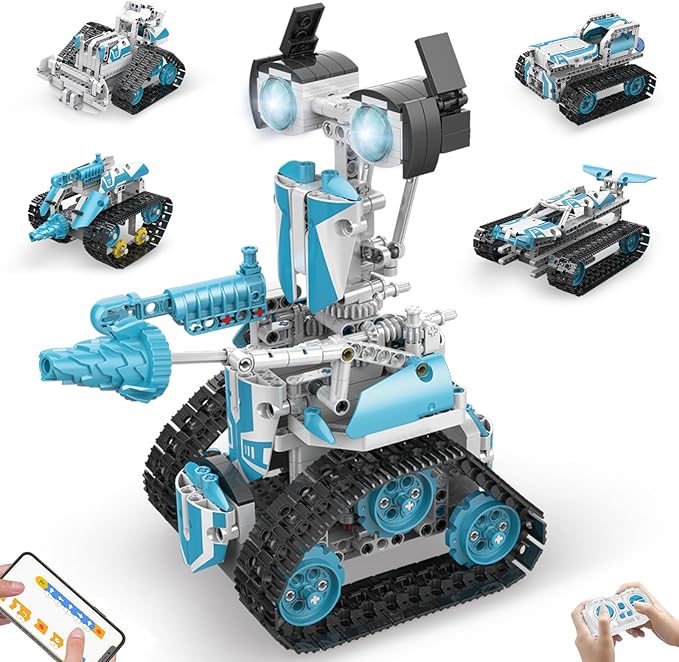 Robot Building Kit with APP/Remote Control STEM Gifts for Boys Age 6-16,Technic Coding Robotic Toys for Kids Birthday, Buildable 5in1 Models with 720 Pieces