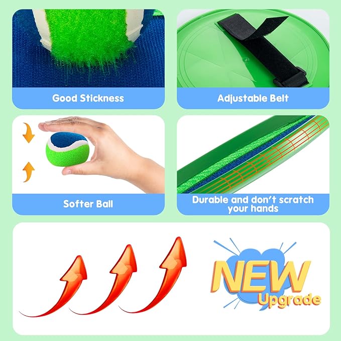 Kids Toys - Outdoor Games for Kids, Toss and Catch Ball Set with 6 Paddles 3 Balls, Gifts for 3 4 5 6 7 8+ Year Old Boys Girls Christmas Birthday, Perfect for Backyard, Parties, Camping, Family