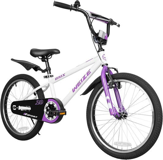 WEIZE Kids Bikes,16 20 Inch Boy's Bike for Kids,BMX Style Bicycle for Boys Girls Ages 4-12 Years Old,Kids Bicycle with Adjustable Seat,Training Wheels,Front and Rear Fender,Multiple Color Options
