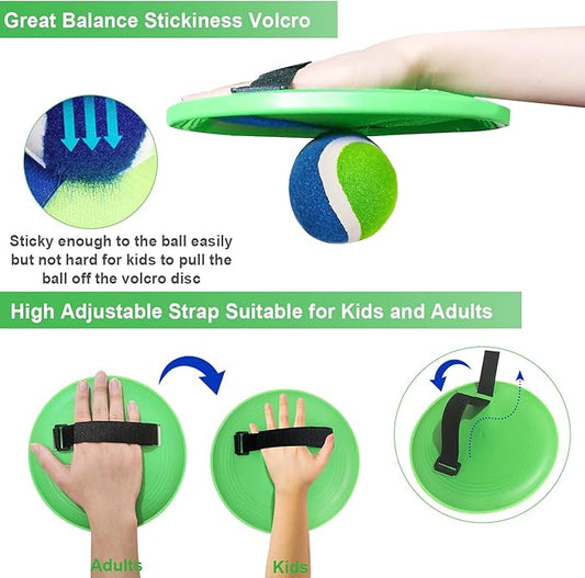 Jalunth Ball Catch Set Game Toss Paddle - Beach Toys Back Yard Pool Outdoor Lawn Games Backyard Camping Sticky Mitts Age 3 4 5 6 7 8 9 10 11 12 Years Old Boys Girls Kids Adults Family Easter Gifts