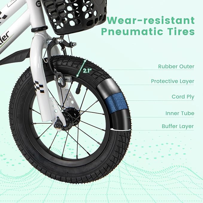 BABY JOY Kids Bike, 12 14 16 18 Inch Children Bikes for Boys Girls Age 3-8 Years w/Training Wheels, Handbrake, Coaster Brake & Removable Basket, Kids Bicycle of Multiple Colors