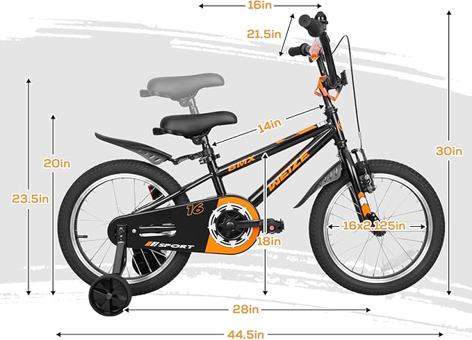 WEIZE Kids Bikes,16 20 Inch Boy's Bike for Kids,BMX Style Bicycle for Boys Girls Ages 4-12 Years Old,Kids Bicycle with Adjustable Seat,Training Wheels,Front and Rear Fender,Multiple Color Options