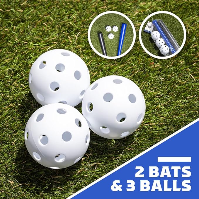 Plymouth Sports Toy Ball and Bat Set for Adults and Kids | Durable Plastic Bat and Ball for Backyard Games and Training