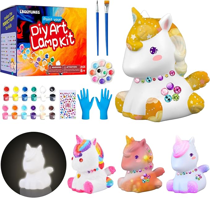 Paint Your Own Unicorn Lamp Kit, Art Supplies Arts and Crafts for Kids Ages 8-12,Girls 8-12,Night Light Kids Crafts Ages 4-8,Birthday Gifts.